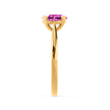 ELENA - Chatham® Round Pink Sapphire Solitaire Engagement Ring 18k Yellow Gold