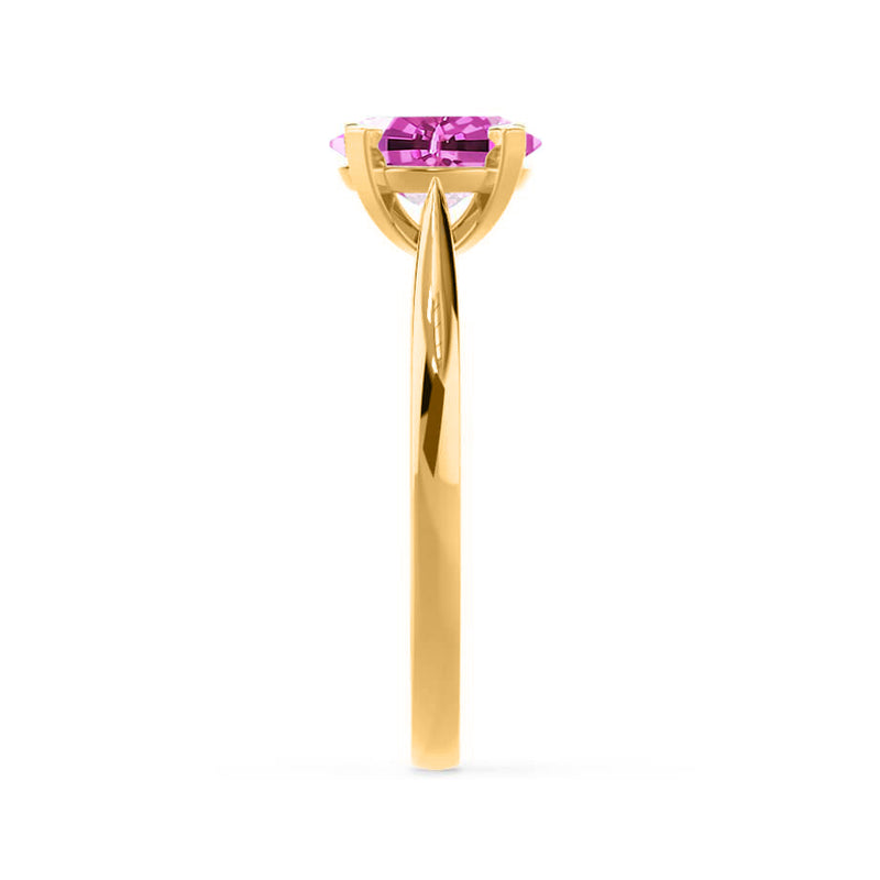 ELENA - Chatham® Round Pink Sapphire Solitaire Engagement Ring 18k Yellow Gold