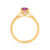 ELENA - Chatham® Round Pink Sapphire Solitaire Engagement Ring 18k Yellow Gold