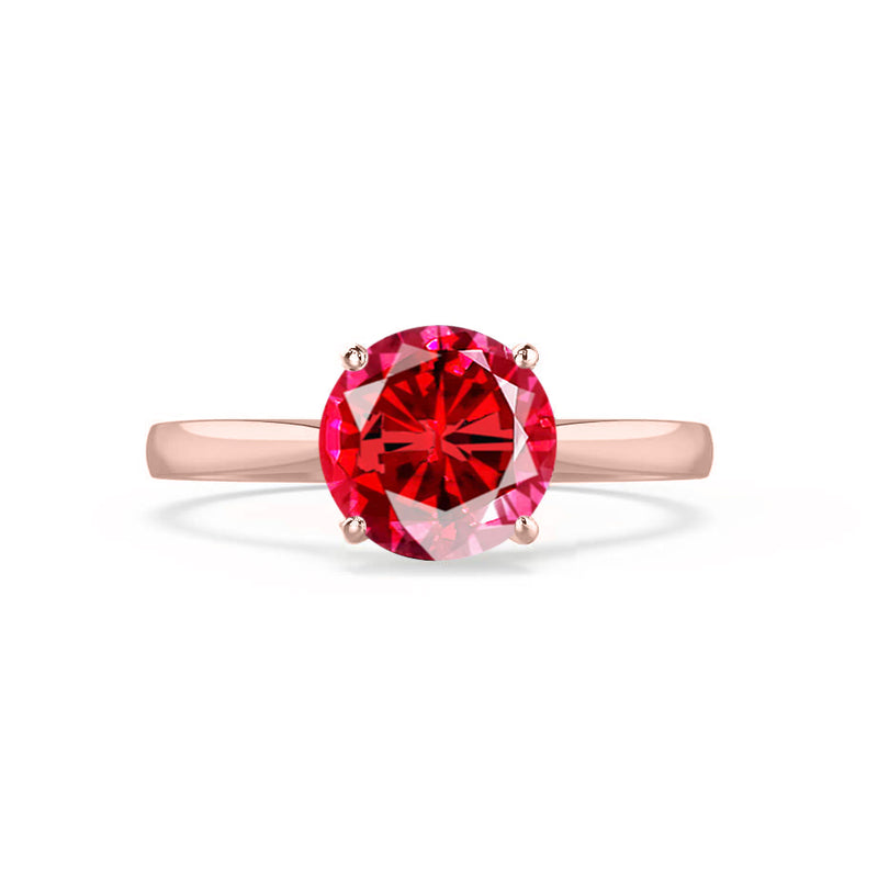 ELENA - Chatham® Round Ruby Solitaire Engagement Ring 18k Rose Gold