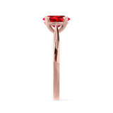 ELENA - Chatham® Round Ruby Solitaire Engagement Ring 18k Rose Gold