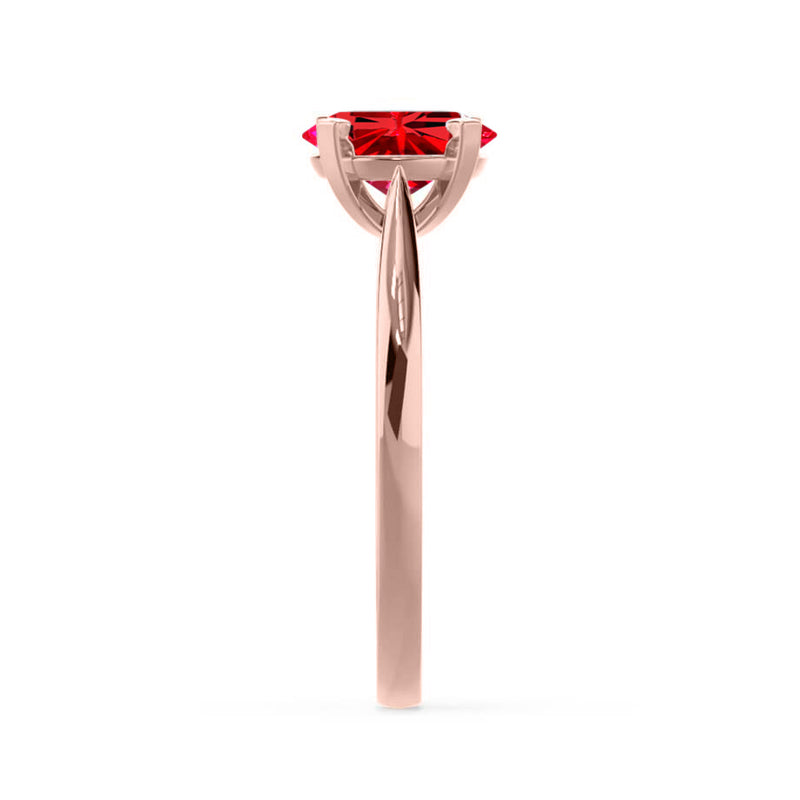 ELENA - Chatham® Round Ruby Solitaire Engagement Ring 18k Rose Gold