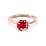 ELENA - Chatham® Round Ruby Solitaire Engagement Ring 18k Rose Gold