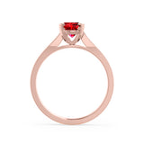 ELENA - Chatham® Round Ruby Solitaire Engagement Ring 18k Rose Gold