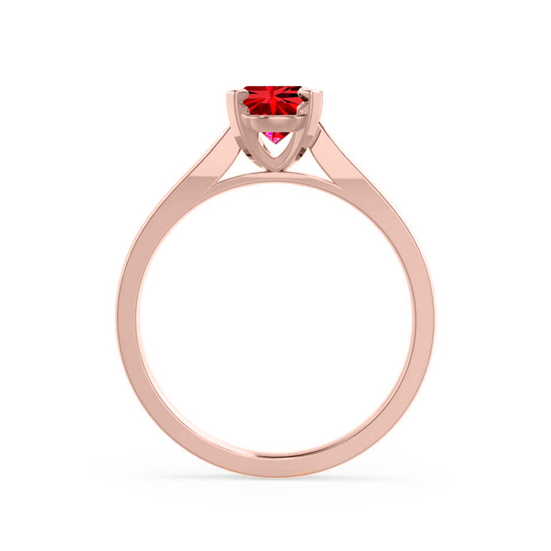 ELENA - Chatham® Round Ruby Solitaire Engagement Ring 18k Rose Gold