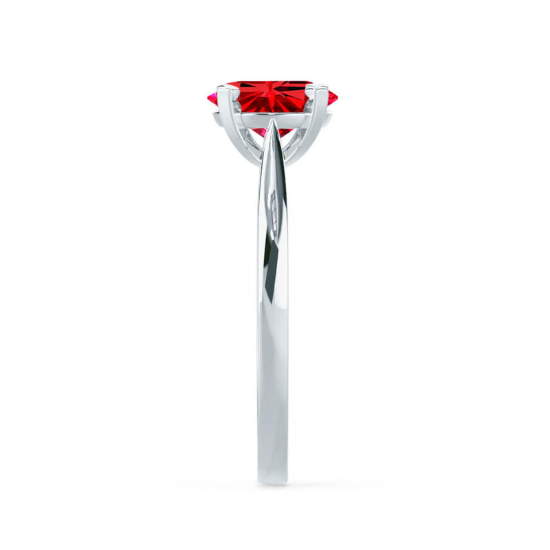 ELENA - Chatham® Round Ruby Solitaire Engagement Ring 950 Platinum