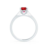 ELENA - Chatham® Round Ruby Solitaire Engagement Ring 950 Platinum