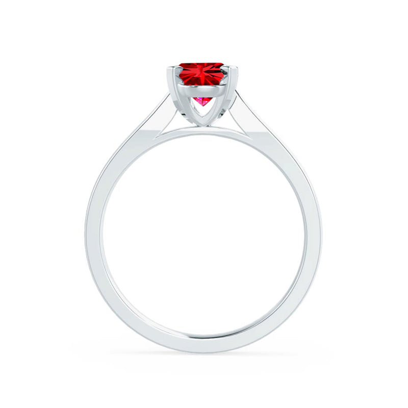 ELENA - Chatham® Round Ruby Solitaire Engagement Ring 950 Platinum