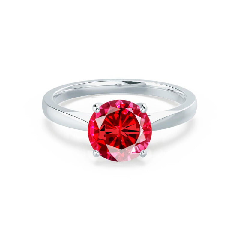 ELENA - Chatham® Round Ruby Solitaire Engagement Ring 950 Platinum