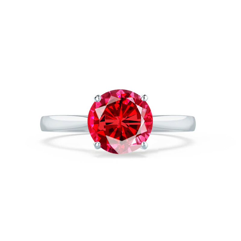 ELENA - Chatham® Round Ruby Solitaire Engagement Ring 950 Platinum
