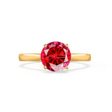 ELENA - Chatham® Round Ruby Solitaire Engagement Ring 18k Yellow Gold