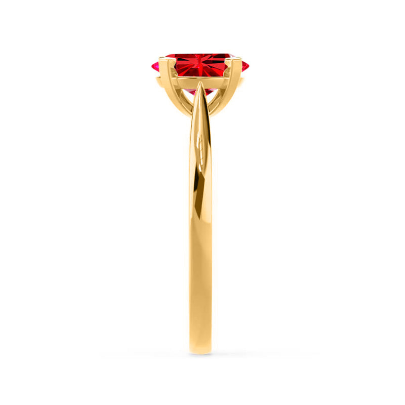 ELENA - Chatham® Round Ruby Solitaire Engagement Ring 18k Yellow Gold