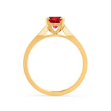 ELENA - Chatham® Round Ruby Solitaire Engagement Ring 18k Yellow Gold