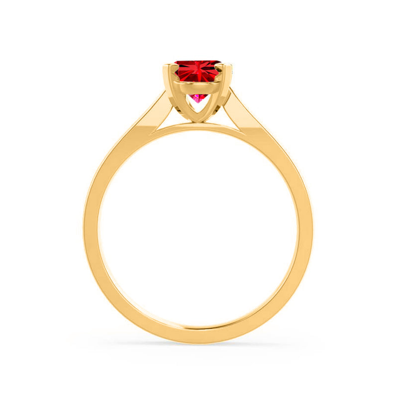 ELENA - Chatham® Round Ruby Solitaire Engagement Ring 18k Yellow Gold