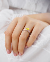 ELENA - Chatham® Round Yellow Sapphire Solitaire Engagement Ring 18k Rose Gold