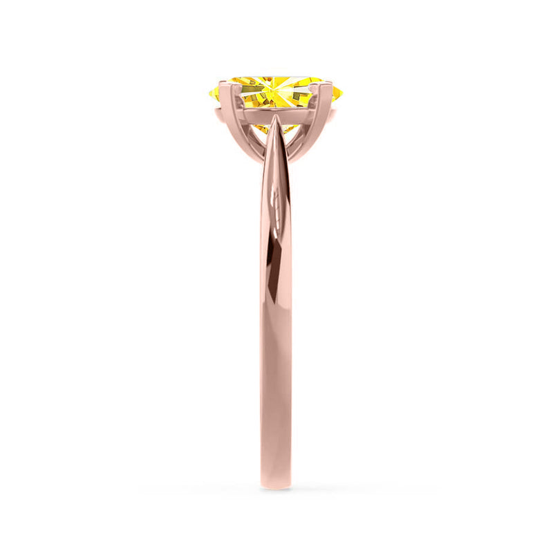 ELENA - Chatham® Round Yellow Sapphire Solitaire Engagement Ring 18k Rose Gold