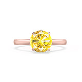 ELENA - Chatham® Round Yellow Sapphire Solitaire Engagement Ring 18k Rose Gold