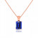 ELIZA - Emerald Cut Blue Sapphire 4 Claw Drop Pendant 18k Rose Gold Pendant Lily Arkwright