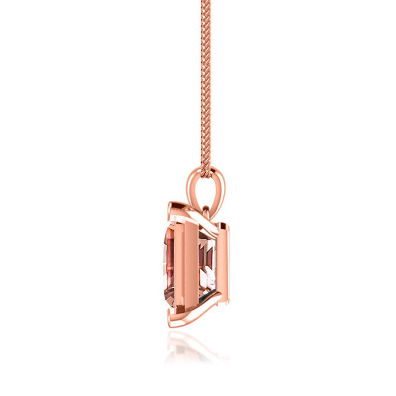 ELIZA - Emerald Cut Champagne Sapphire 4 Claw Drop Pendant 18k Rose Gold Pendant Lily Arkwright