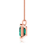 ELIZA - Emerald Cut Emerald 4 Claw Drop Pendant 18k Rose Gold Pendant Lily Arkwright