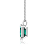 ELIZA - Emerald Cut Emerald 4 Claw Drop Pendant 18k White Gold Pendant Lily Arkwright
