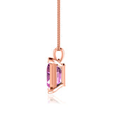 ELIZA - Emerald Cut Pink Sapphire 4 Claw Drop Pendant 18k Rose Gold Pendant Lily Arkwright