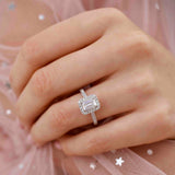 ESME - Emerald Lab-Grown Emerald & Diamond 18K White Gold Ring