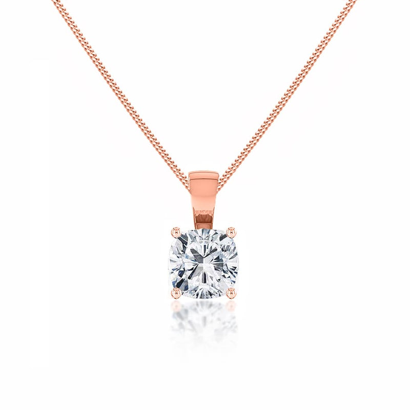 FILIPPA - Cushion Cut  Lab Diamond 4 Claw Drop Pendant 18k Rose Gold Pendant Lily Arkwright