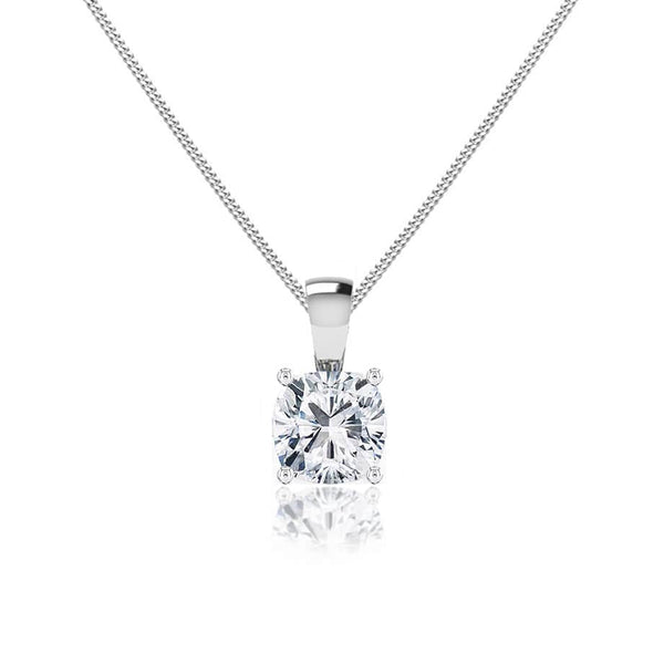 FILIPPA - Cushion Cut  Lab Diamond 4 Claw Drop Pendant 950 platinum Pendant Lily Arkwright