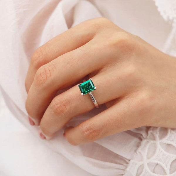 FLORENCE - Chatham® Green Emerald 18K White Gold Solitaire
