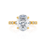 HOPE - Oval Lab Diamond 18k Yellow Gold Shoulder Set Ring