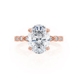 HOPE - Oval Lab Diamond 18k Rose Gold Shoulder Set Ring