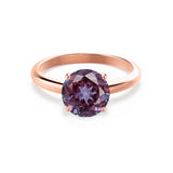 GRACE - Chatham Lab Grown Alexandrite Solitaire 18k Rose Gold Engagement Ring Lily Arkwright