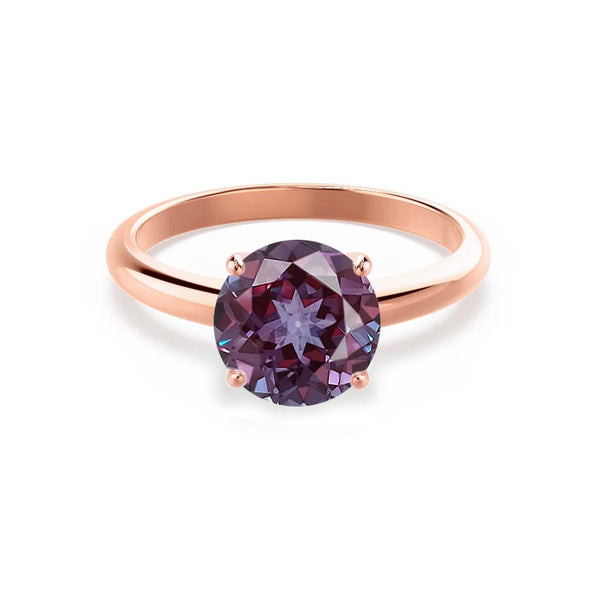 GRACE - Chatham Lab Grown Alexandrite Solitaire 18k Rose Gold Engagement Ring Lily Arkwright