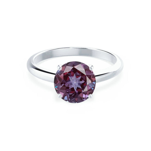 GRACE - Chatham Lab Grown Alexandrite Solitaire 18k White Gold Engagement Ring Lily Arkwright