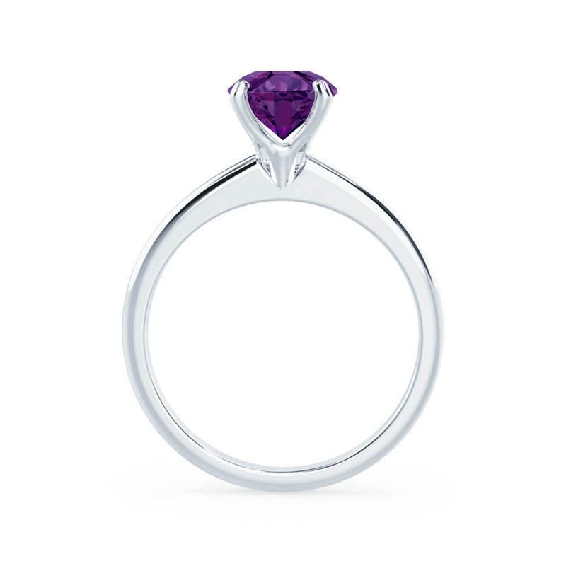 GRACE - Chatham Lab Grown Alexandrite Solitaire 18k White Gold Engagement Ring Lily Arkwright