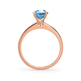 GRACE - Lab Grown Aqua Spinel Solitaire 18k Rose Gold Engagement Ring Lily Arkwright