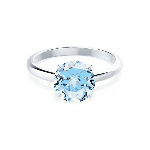 GRACE - Lab Grown Aqua Spinel Solitaire 18k White Gold Engagement Ring Lily Arkwright