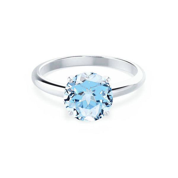 GRACE - Lab Grown Aqua Spinel Solitaire Platinum 950 Engagement Ring Lily Arkwright