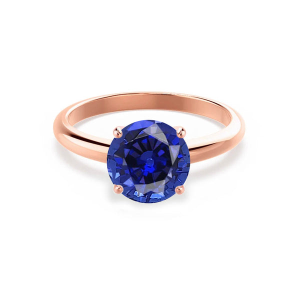 GRACE - Lab Grown Blue Sapphire Solitaire 18k Rose Gold Engagement Ring Lily Arkwright