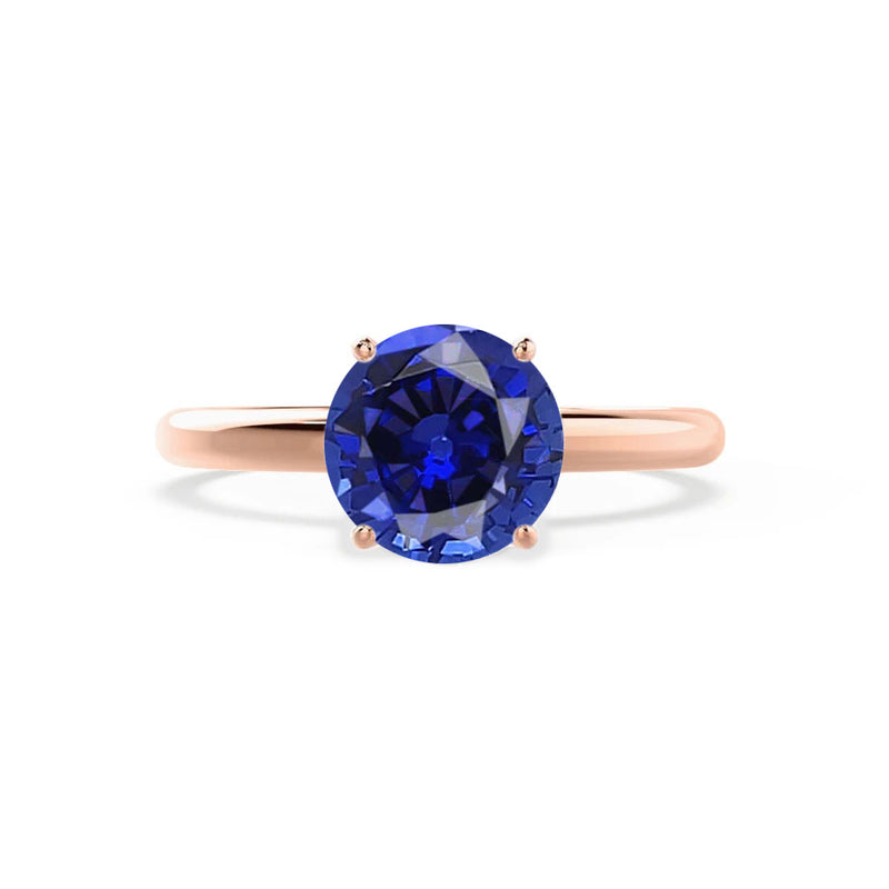 GRACE - Lab Grown Blue Sapphire Solitaire 18k Rose Gold Engagement Ring Lily Arkwright