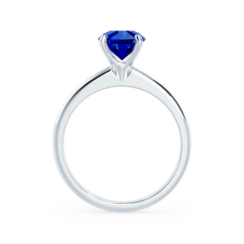 GRACE - Lab Grown Blue Sapphire Solitaire 18k White Gold Engagement Ring Lily Arkwright