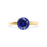 GRACE - Lab Grown Blue Sapphire Solitaire 18k Yellow Gold Engagement Ring Lily Arkwright