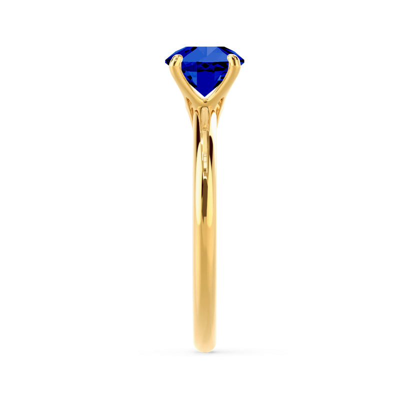 GRACE - Lab Grown Blue Sapphire Solitaire 18k Yellow Gold Engagement Ring Lily Arkwright