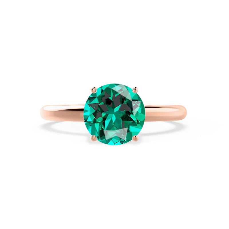 GRACE - Chatham® Lab Grown Emerald Solitaire 18k Rose Gold Engagement Ring Lily Arkwright