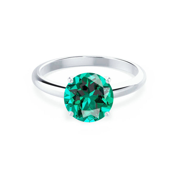 GRACE - Chatham® Lab Grown Emerald Solitaire 18k White Gold Engagement Ring Lily Arkwright