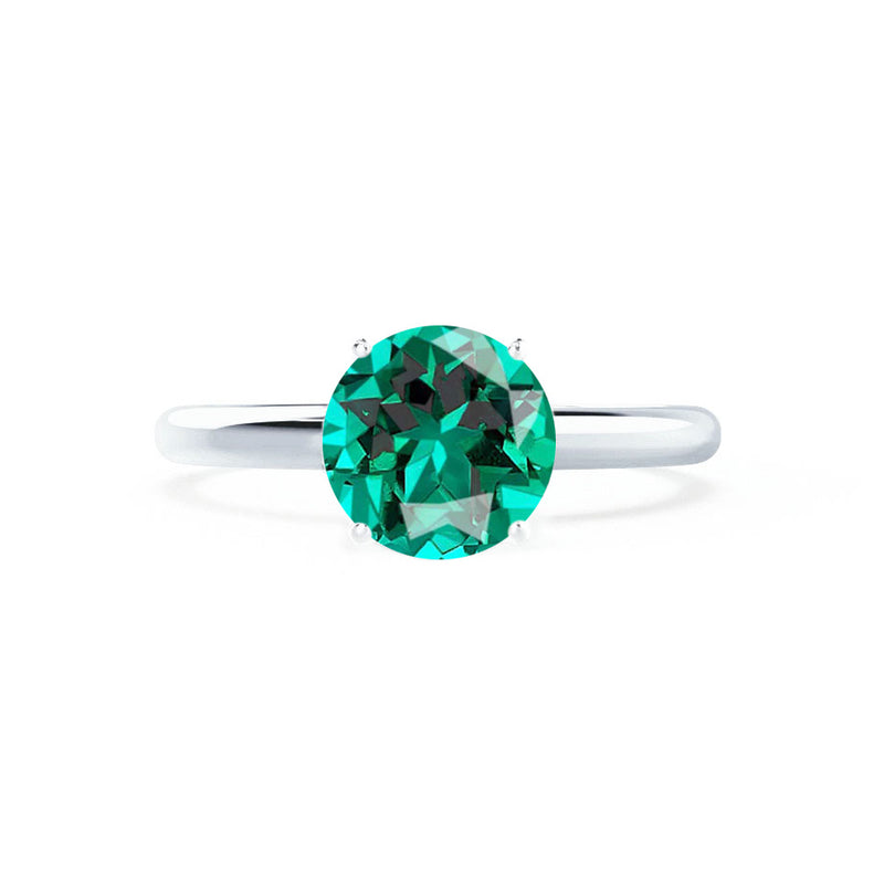 GRACE - Chatham® Lab Grown Emerald Solitaire 18k White Gold Engagement Ring Lily Arkwright