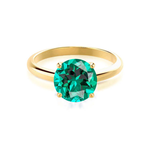 GRACE - Ready to Ship 0.96ct / 6.5mm Round Emerald 18k Yellow Gold Solitaire