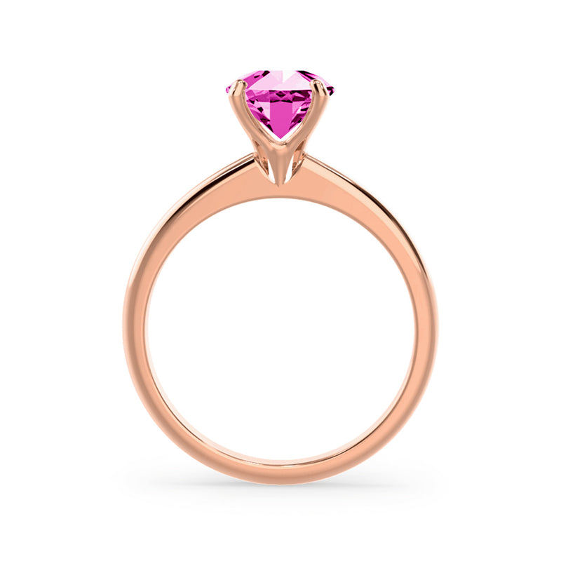 GRACE - Chatham Lab Grown Pink Sapphire Solitaire 18k Rose Gold Engagement Ring Lily Arkwright