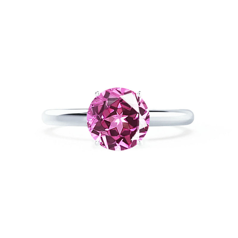 GRACE - Chatham Lab Grown Pink Sapphire Solitaire 18k White Gold Engagement Ring Lily Arkwright